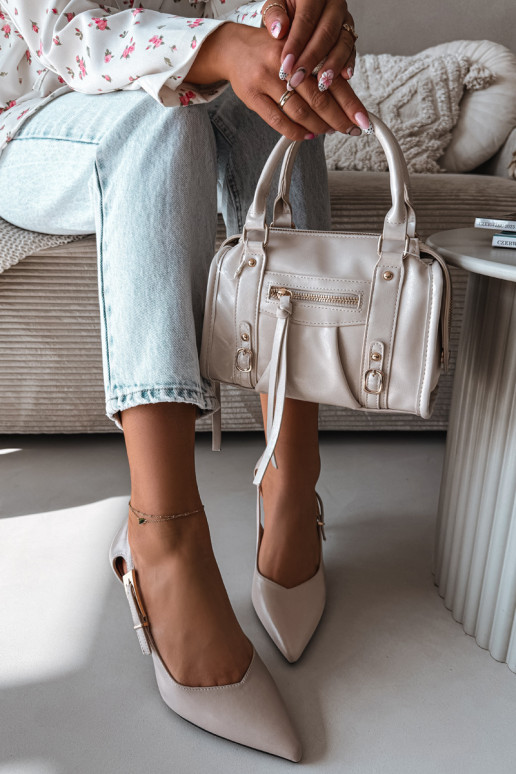 Lodičky s výrezmi a sponami Vinceza 62288 šedej farby