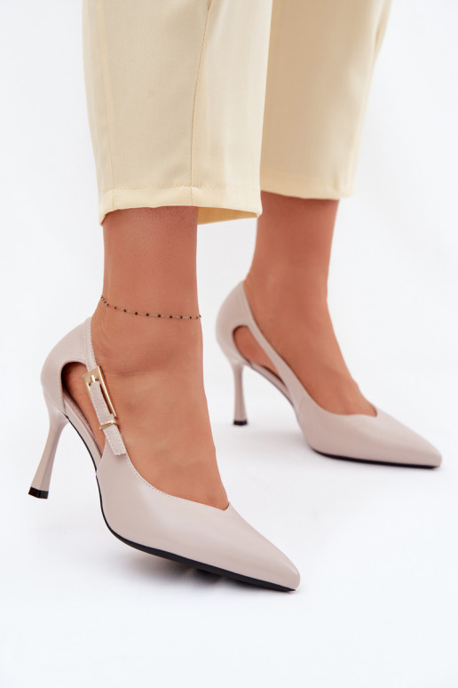 Lodičky s výrezmi a sponami Vinceza 62288 šedej farby