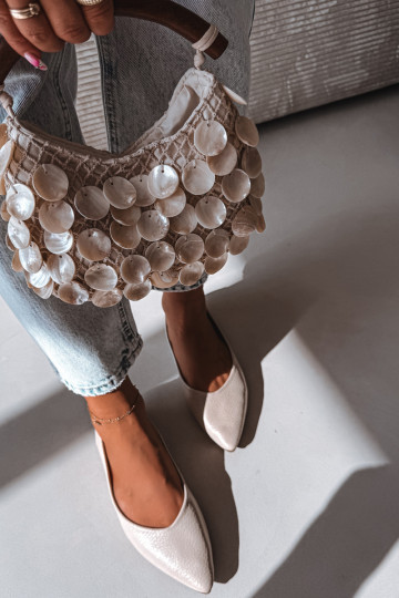 Balerínky z eko kože béžová Nelisa