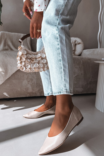 Balerínky z eko kože béžová Nelisa 2