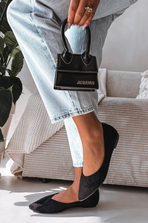 Balerínky rovná saz eko semišuu čierna Lelisa