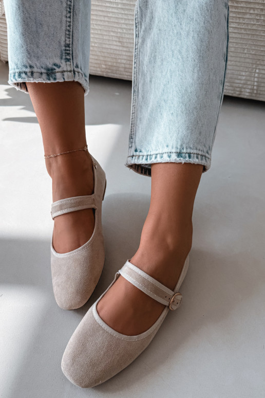 Balerínky s popruhmi I Złotą s prackami slonovina Kelisa