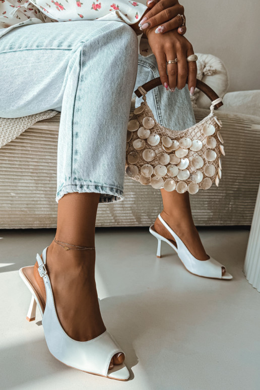 Dámske sandále s tenkými podpätkami biela farba Sevina