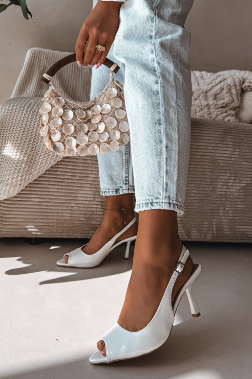 Dámske sandále s tenkými podpätkami biela farba Sevina