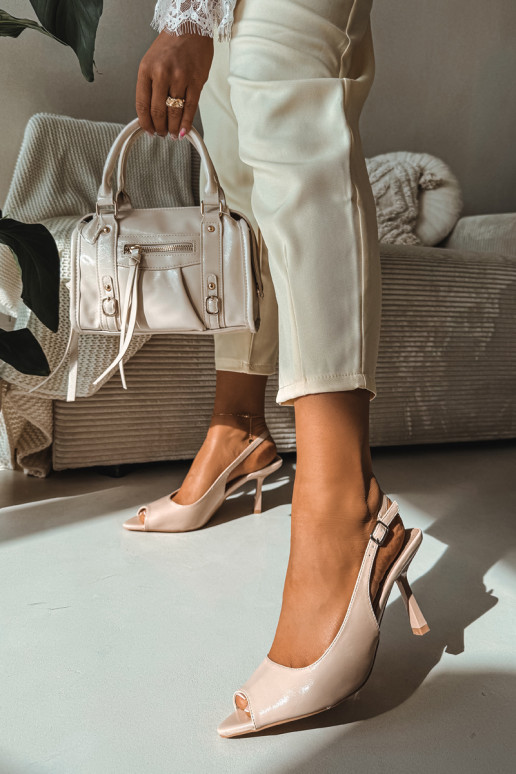 Dámske sandále s tenkými podpätkami béžová Sevina