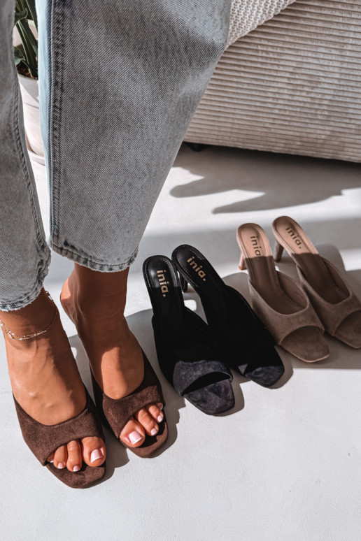 Dámske papuče Zapnuté Smukłym Obcasie CzekoladoIne Revina