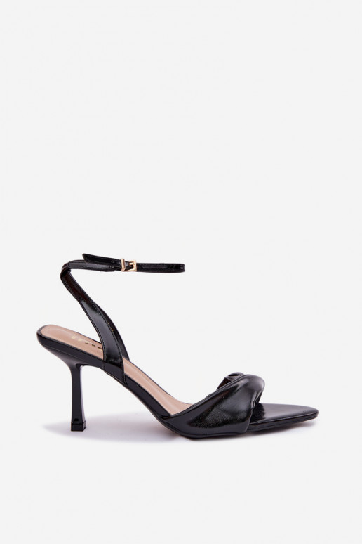 Dámske sandále s tenkými podpätkami z eko kože čierna Sedira