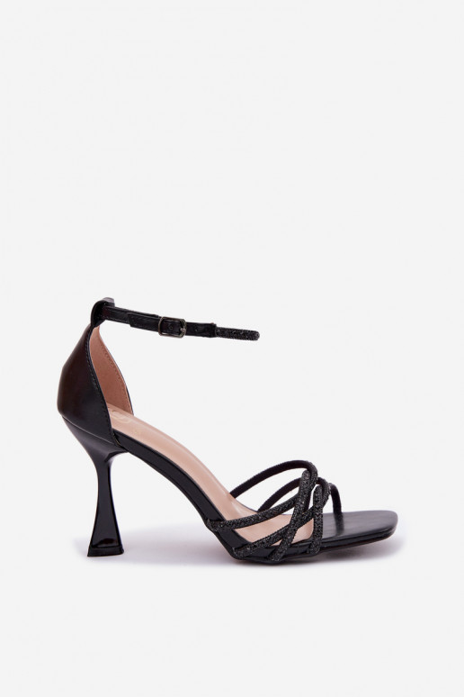 Dámske sandále s podpätkami so svietiacimi otvormi čierna Redira