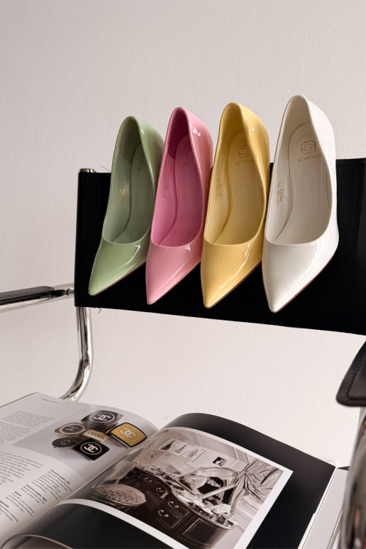 Klasické lakované ihličkyImitacji Skóry biela farba Odira