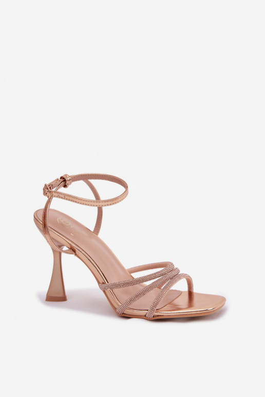 Dámske sandále s podpätkami Ze Zdobionymi Paskami Szampańskie Gedira