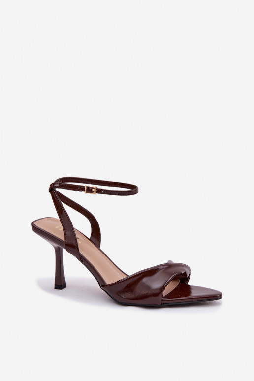 Dámske sandále s tenkými podpätkami z eko kože CzekoladoIne Sedira