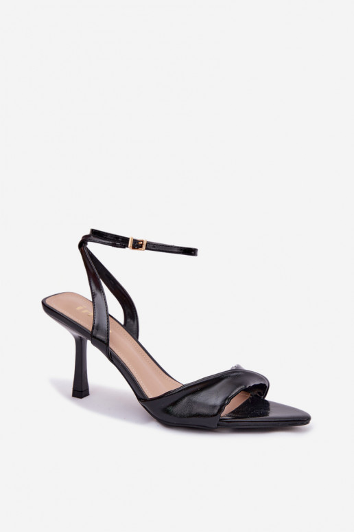 Dámske sandále s tenkými podpätkami z eko kože čierna Sedira