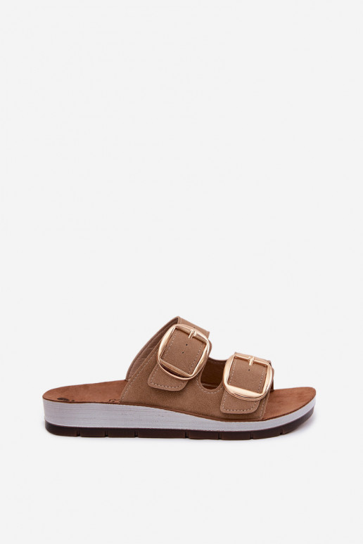 Dámske papuče Ze zlatej farbymi s prackamimi Inblu CP000061 Hnedá farba