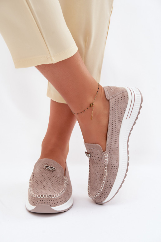 dámske mokasínyZapnutéturalnego zo semišuu béžová Demela