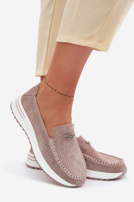 dámske mokasínyZapnutéturalnego zo semišuu béžová Demela