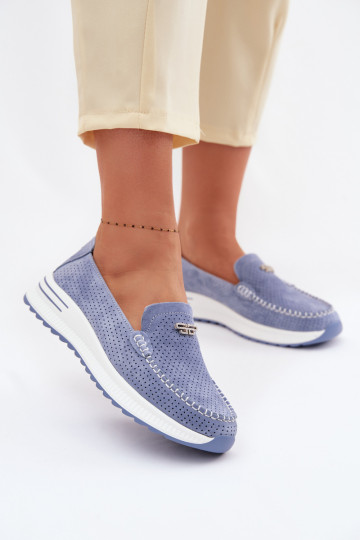 dámske mokasínyZapnutéturalnego zo semišuu Modrá Demela