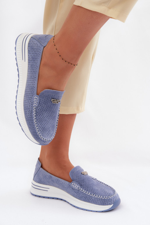 dámske mokasínyZapnutéturalnego zo semišuu Modrá Demela