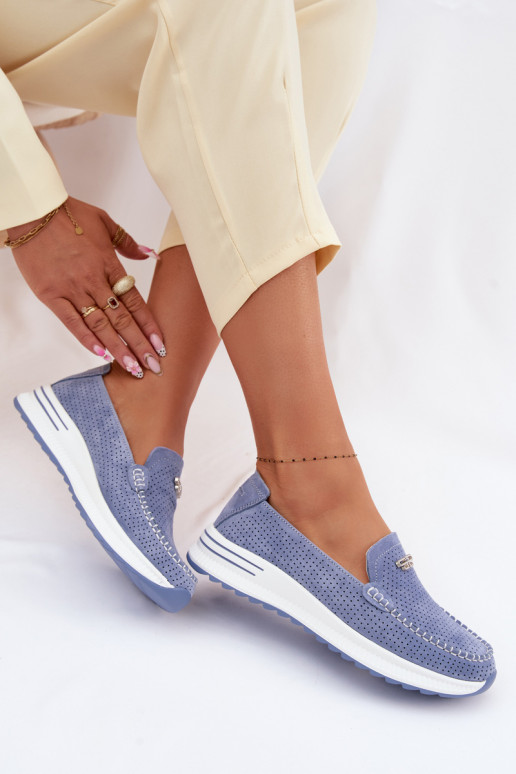 dámske mokasínyZapnutéturalnego zo semišuu Modrá Demela