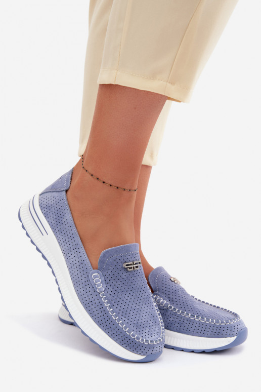 dámske mokasínyZapnutéturalnego zo semišuu Modrá Demela