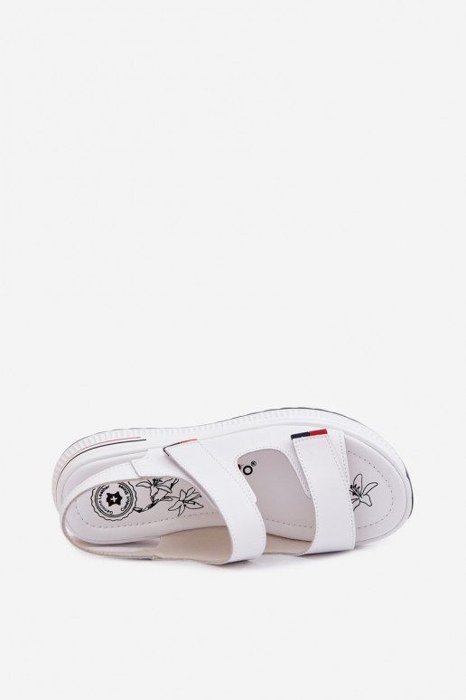 Dámske sandále Dámske s platformou s lepiacimi spojkami biela farba Jemela