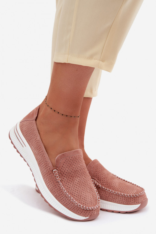 Semišové mokasíny Dámske Ružová Pevina