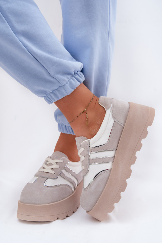 zo semišu Tenisky model obuvi s platformou GOE TT2N4052 biela farba