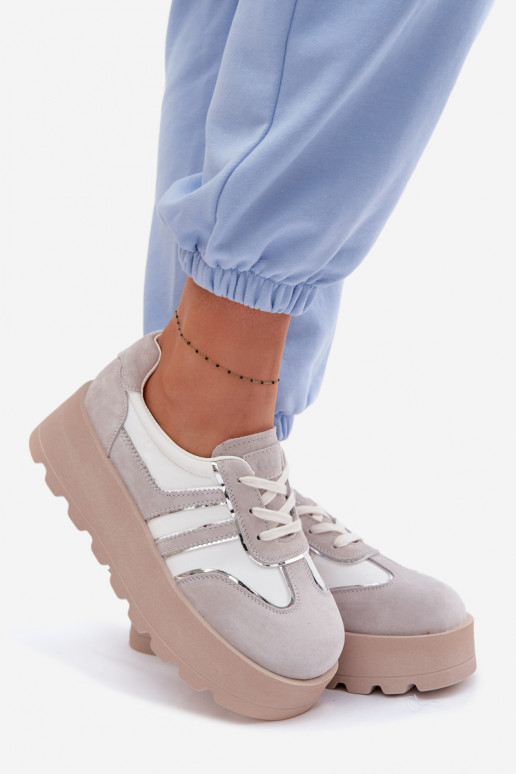 zo semišu Tenisky model obuvi s platformou GOE TT2N4052 biela farba