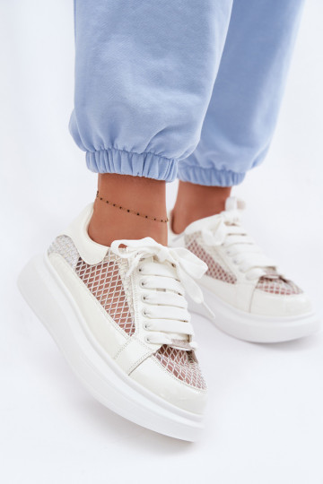 Kožené Tenisky model obuvi Dámske S Dekoráciou GOE TT2N4010 biela farba 2