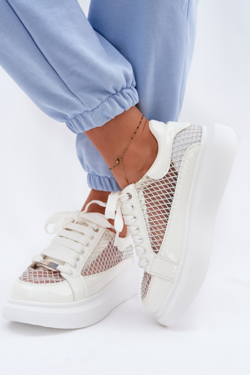 Kožené Tenisky model obuvi Dámske S Dekoráciou GOE TT2N4010 biela farba