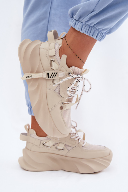 Kožené Tenisky model obuvi Dámske GOE TT2N4012 béžová