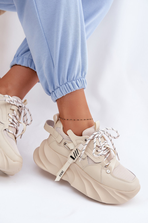 Kožené Tenisky model obuvi Dámske GOE TT2N4012 béžová