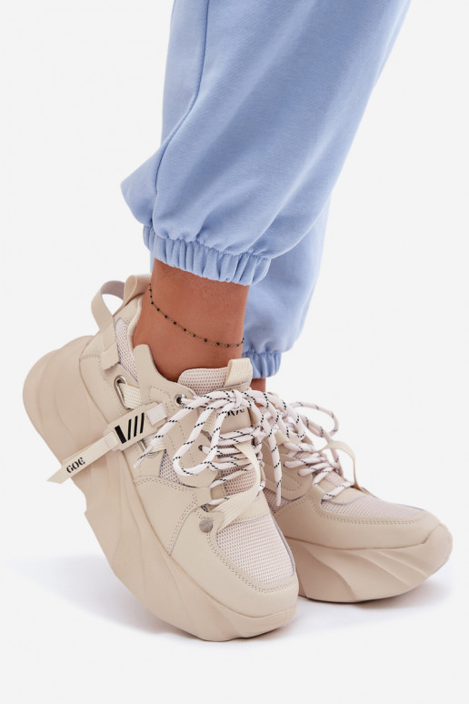 Kožené Tenisky model obuvi Dámske GOE TT2N4012 béžová