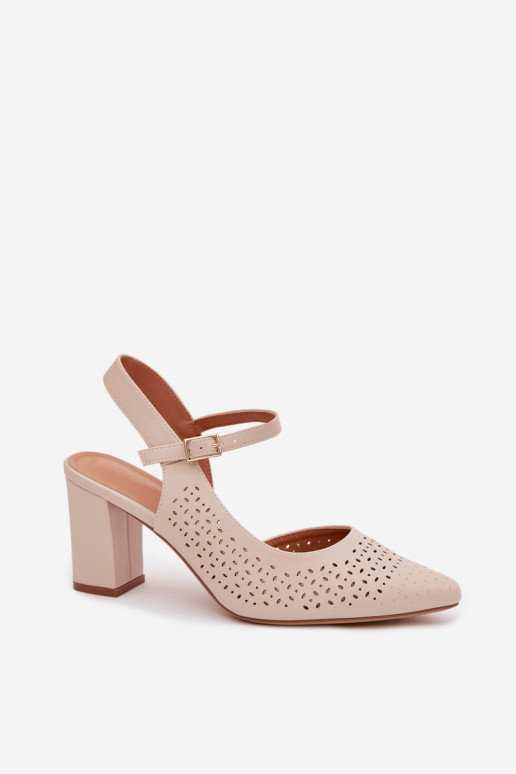 Prelamované sandále s podpätkami Sergio Leone SK447 slonovina