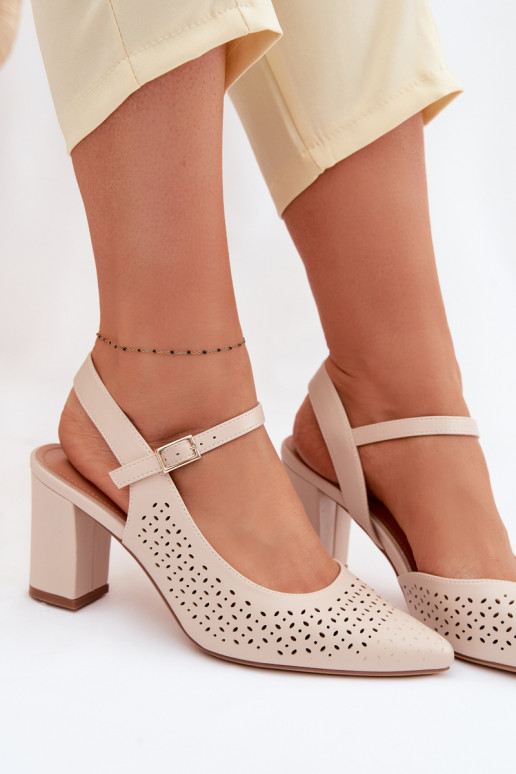 Prelamované sandále s podpätkami Sergio Leone SK447 slonovina