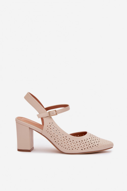 Prelamované sandále s podpätkami Sergio Leone SK447 slonovina