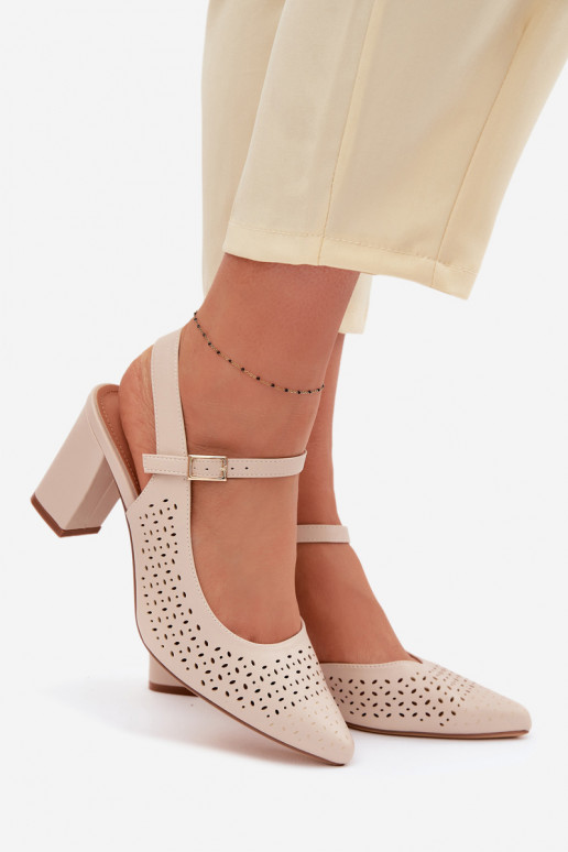 Prelamované sandále s podpätkami Sergio Leone SK447 slonovina