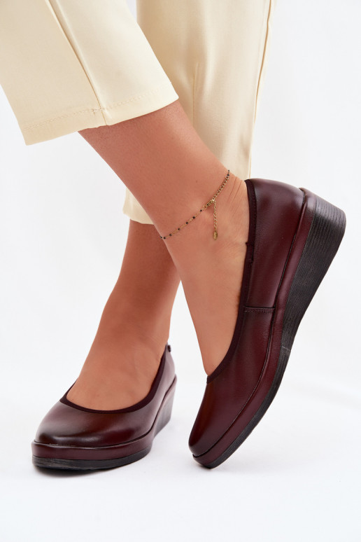 Kožené topánky Dámske s platformou Vinceza 39987 bordová