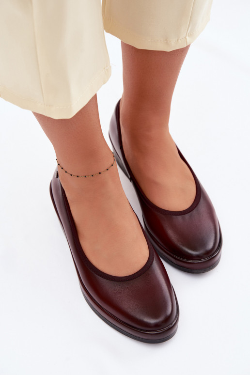 Kožené topánky Dámske s platformou Vinceza 39987 bordová