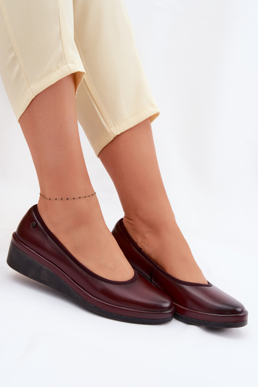 Kožené topánky Dámske s platformou Vinceza 39987 bordová