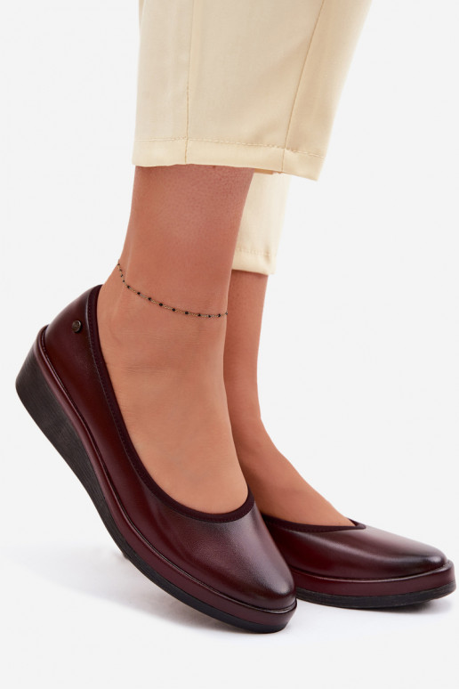 Kožené topánky Dámske s platformou Vinceza 39987 bordová