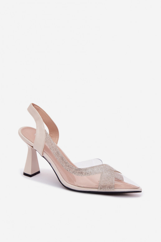 Perregimi sandále s trblietavými otvormi s podpätkami Vinceza 62282 slonovina