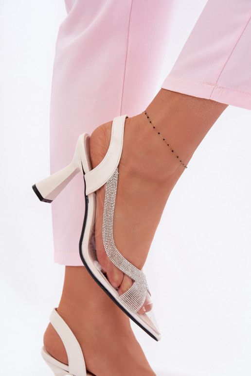 Perregimi sandále s trblietavými otvormi s podpätkami Vinceza 62282 slonovina