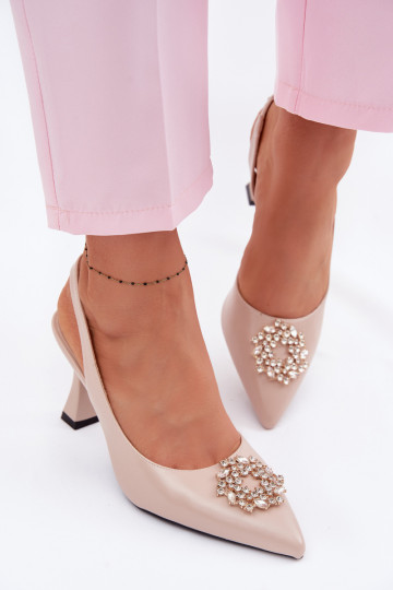 Sandále na vysokom podpätku S ozdobou šperkov Vinceza 62277 béžová