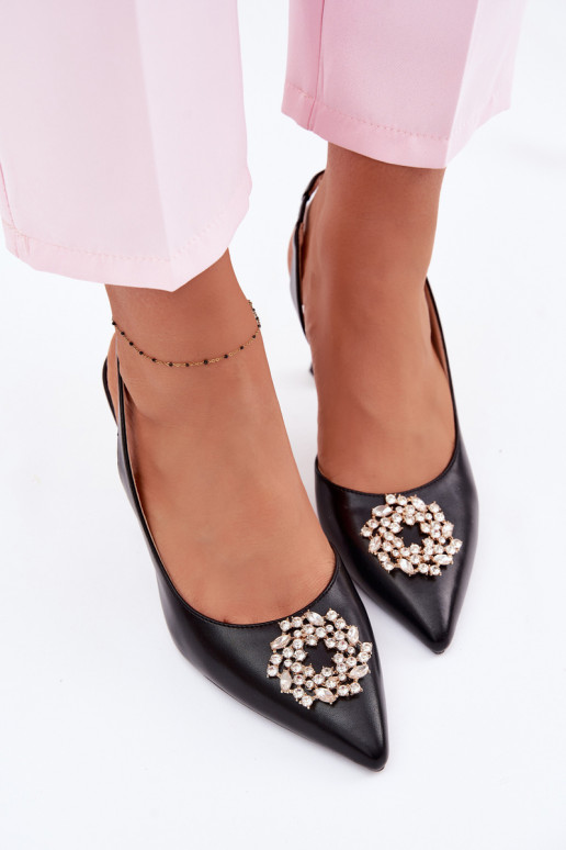 Sandále na vysokom podpätku S ozdobou šperkov Vinceza 62277 čierna