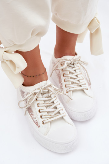 Bežná obuv s čipkou s platformou Lee Cooper LCIN-26-44-4480 biela farba