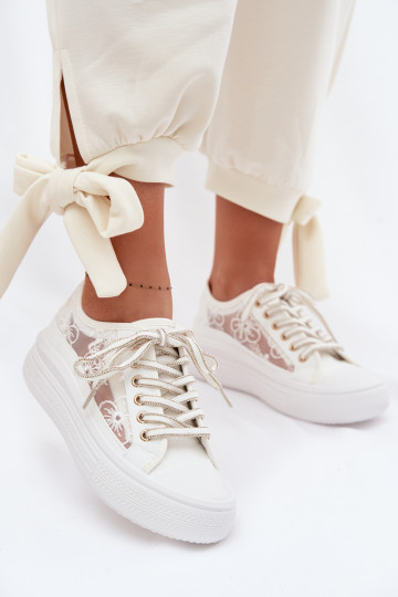 Bežná obuv s čipkou s platformou Lee Cooper LCIN-26-44-4480 biela farba 2