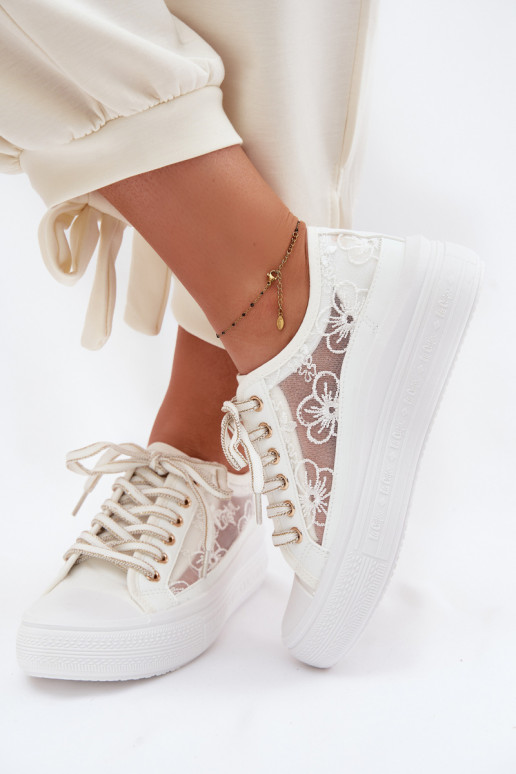 Bežná obuv s čipkou s platformou Lee Cooper LCIN-26-44-4480 biela farba
