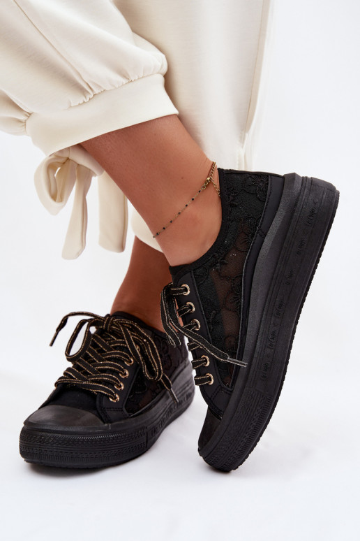 Bežná obuv s čipkou s platformou Lee Cooper LCIN-26-44-4479 čierna