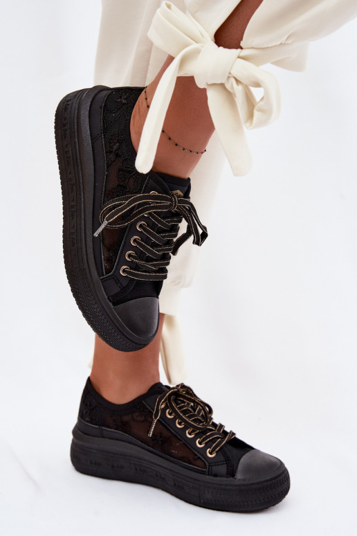 Bežná obuv s čipkou s platformou Lee Cooper LCIN-26-44-4479 čierna