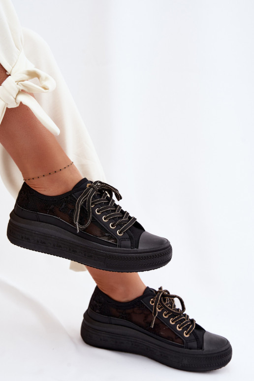 Bežná obuv s čipkou s platformou Lee Cooper LCIN-26-44-4479 čierna